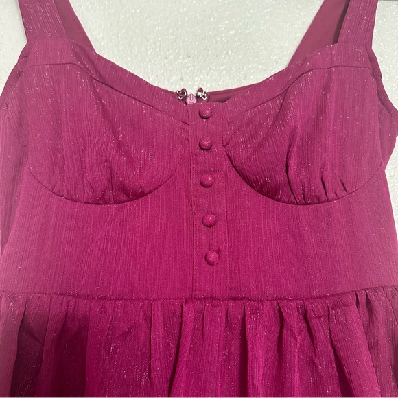 Lulu’s Tier For the Drama Magenta Purple Lurex Tiered Midi
Dress - Picture 11 of 16